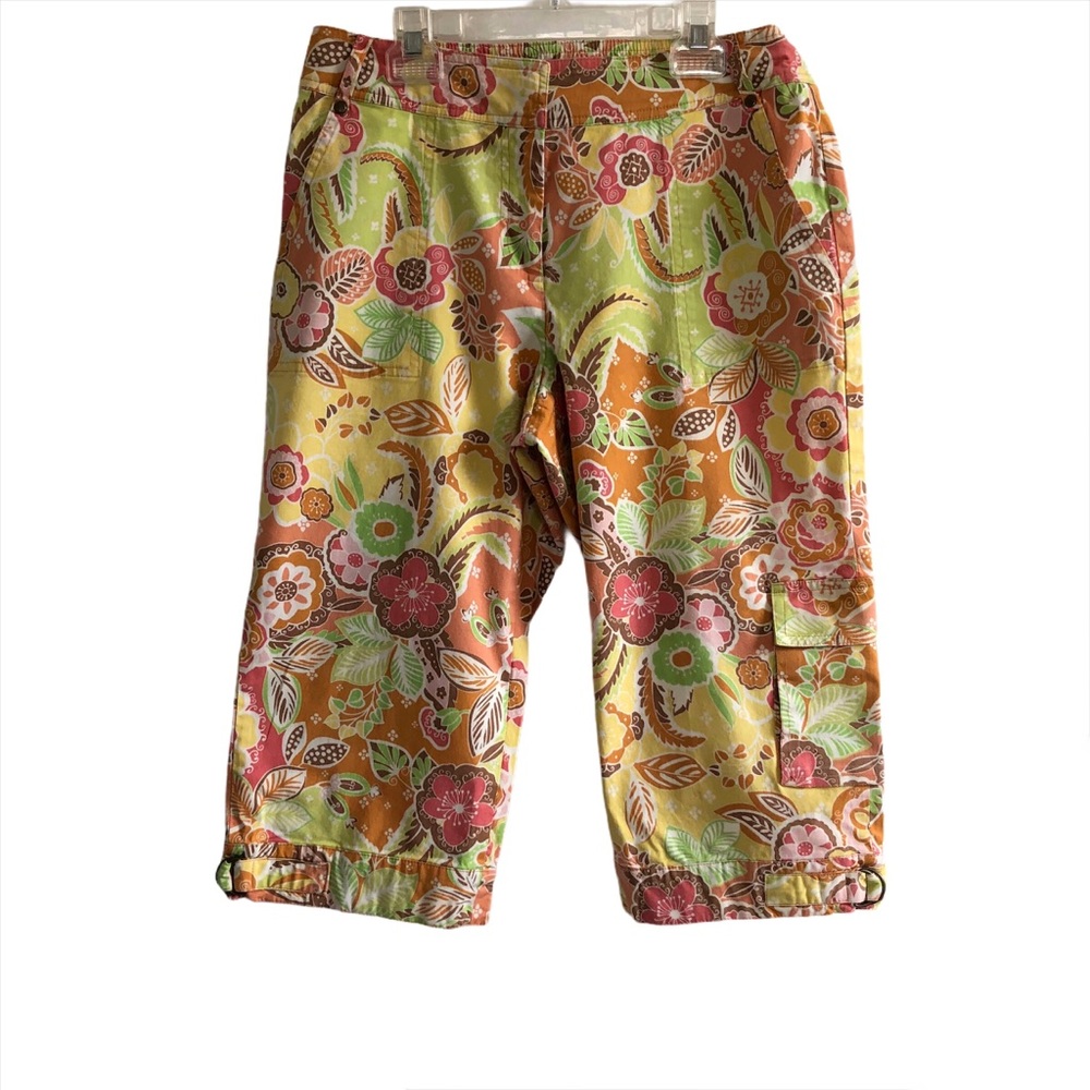 Coldwater Creek tropical print Capri pants P8